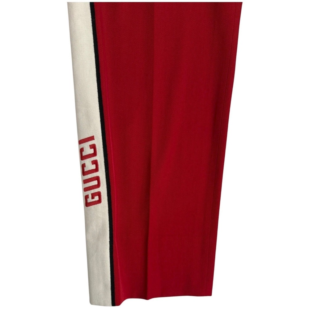 Gucci Band Stripe Red Wool Trouser Pants Unisex Size 48 Made in Italy 32x30 - Picture 4 of 9